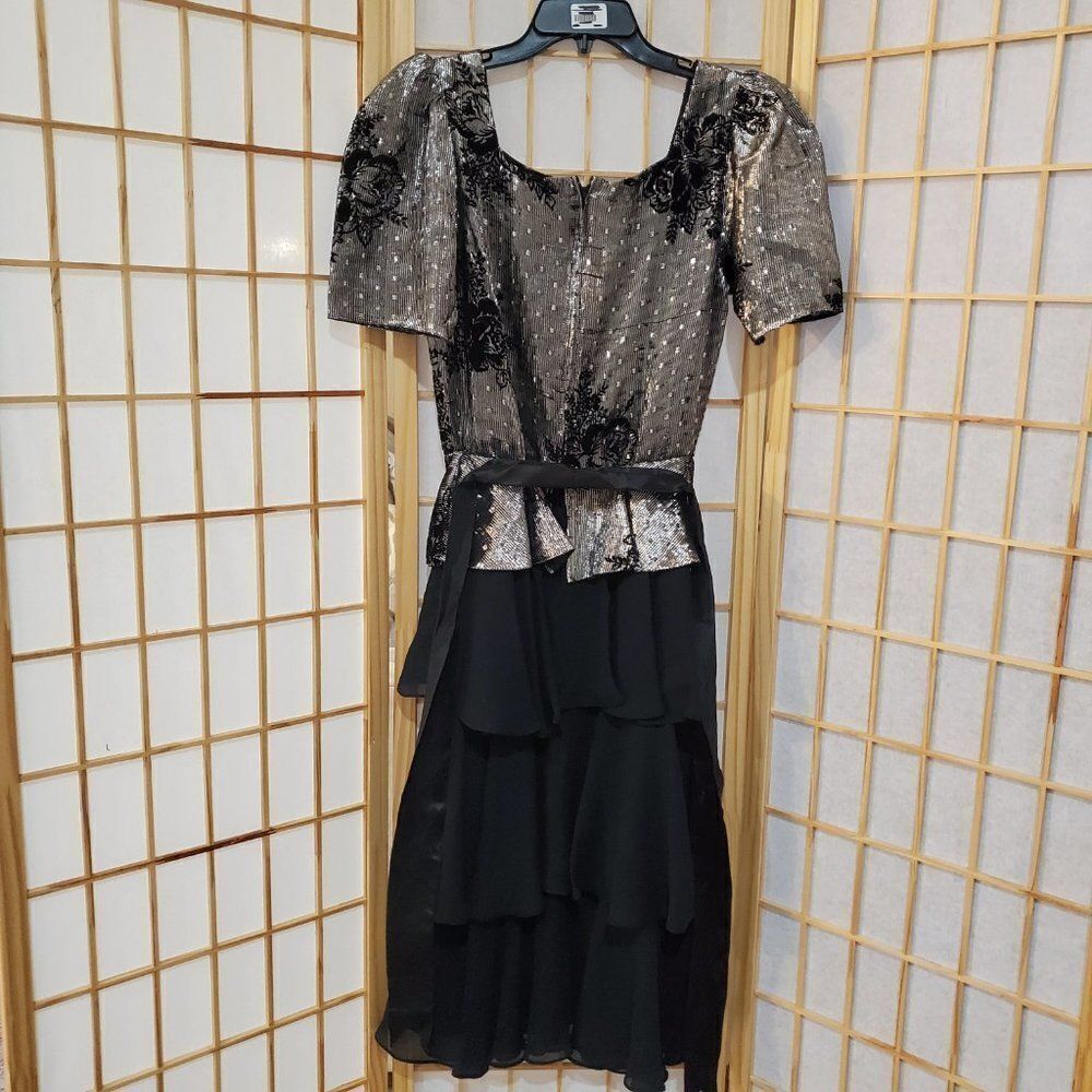 Lizzy & Johnny Ruffle Metallic Dress Sz 10
